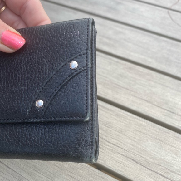 Burberry Leather Long Wallet🖤BLACK🖤Embossed/Bifold+envelope pouch🔥made🇮🇹EUC - Picture 7 of 16